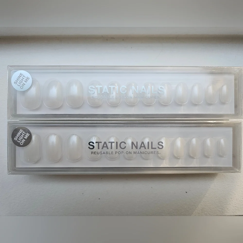 Static Nails Glazed Pearl round press on nails 2 Sets!